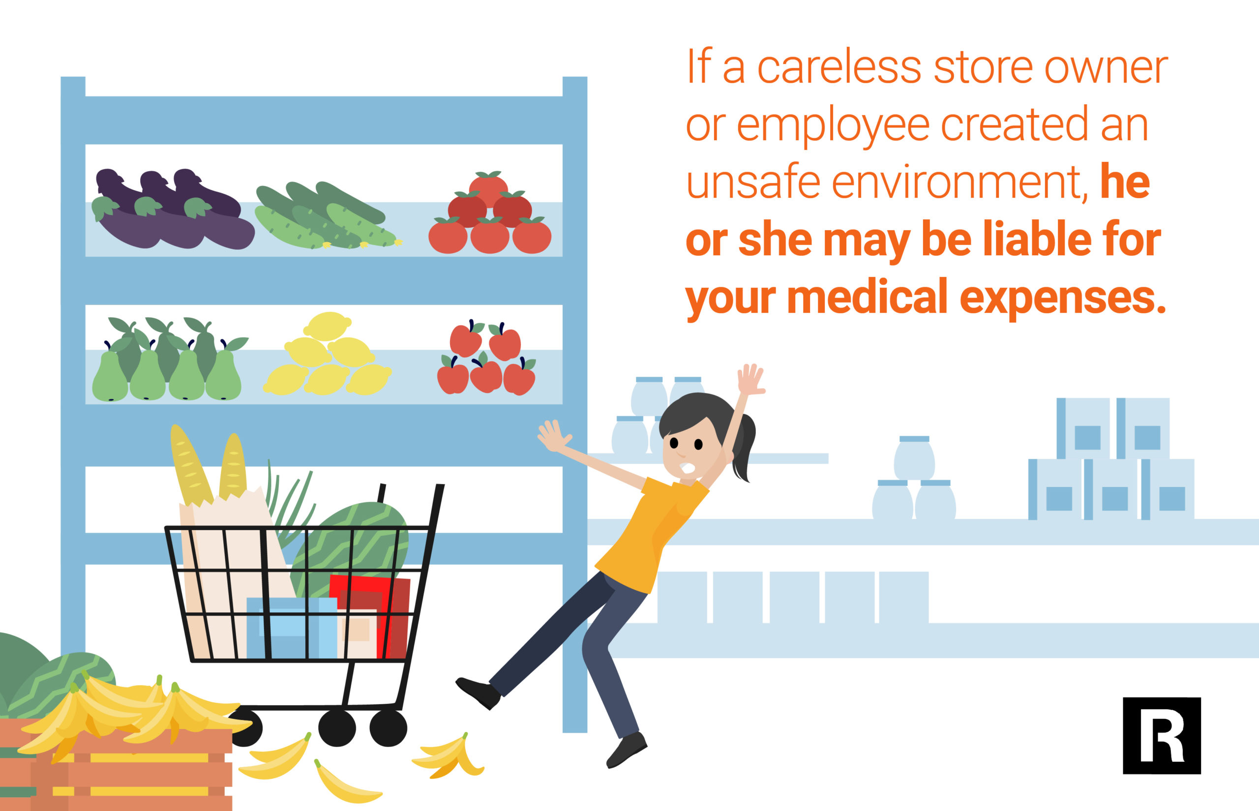 If a careless store owner or employee created an unsafe enviroment, he or she may be liable for your medical expenses.