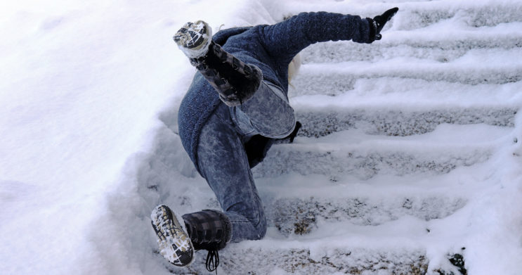 slip and fall down icy stairs