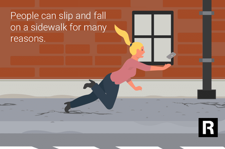 people can slip and fall on a sidewalk for many reasons