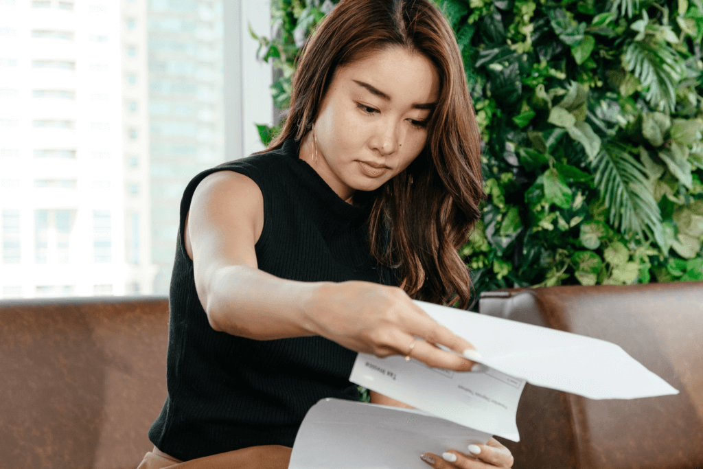 woman reading estate planning documents