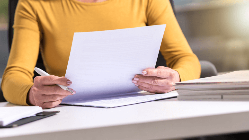 A person checking documents.